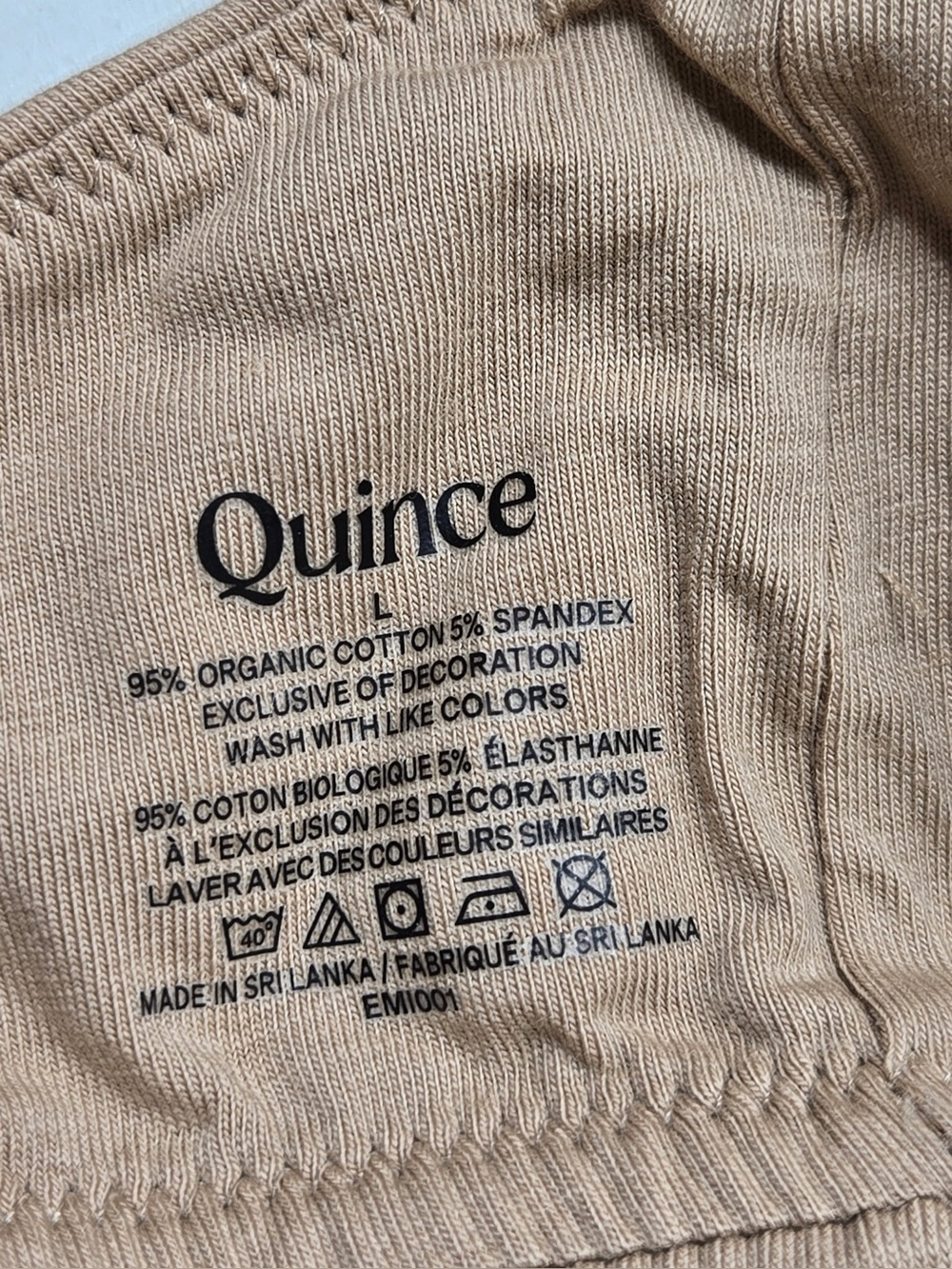 NWOT QUINCE 2 Pack Organic Cotton Triangle Bralettes Large Sand 0339 - Picture 9 of 10